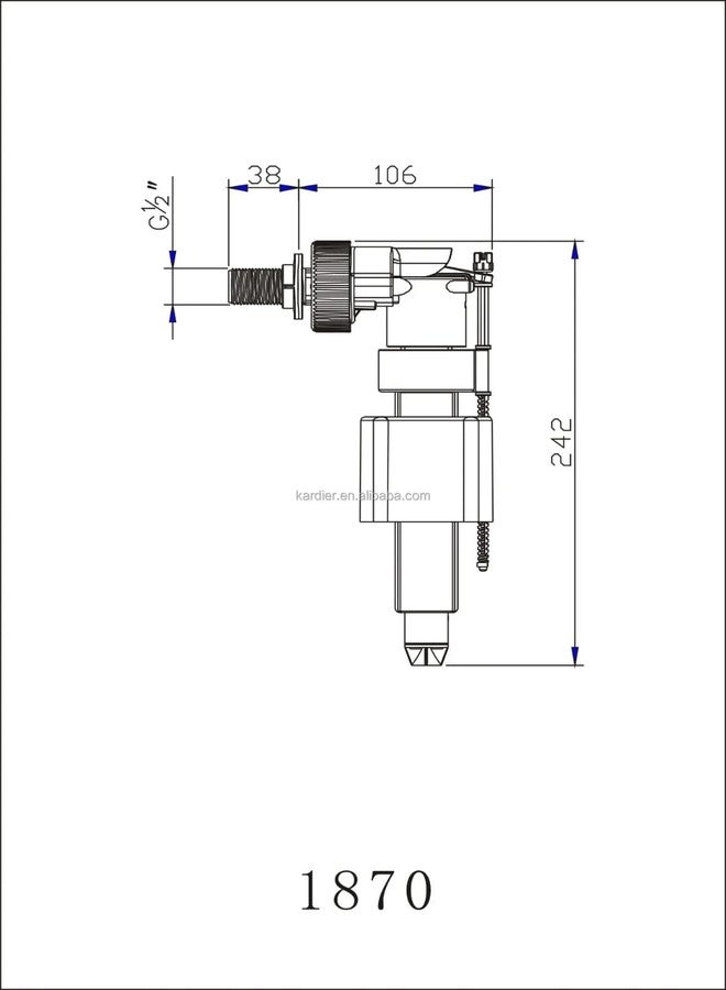 Ausam صمام تعبئة أوسام لخزانات هيندوير المخفية، 1/2 بوصة، متوافق مع بينيلاف وسيلاتو - Image 3